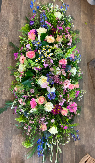 Double end spray - Beautiful country garden spray with flowers and foliages finished with a rustic twist.